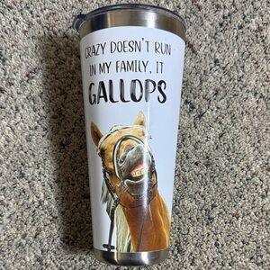 PURE White Horse Graphic Stainless Steel Travel Tumbler Crazy Doesn’t Run In My
